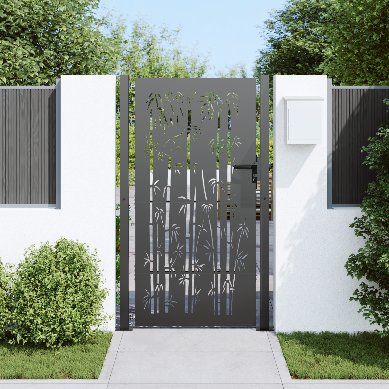 vidaXL Poartă de grădină Negru 105 x 175 cm Oțel vopsit în pulbere