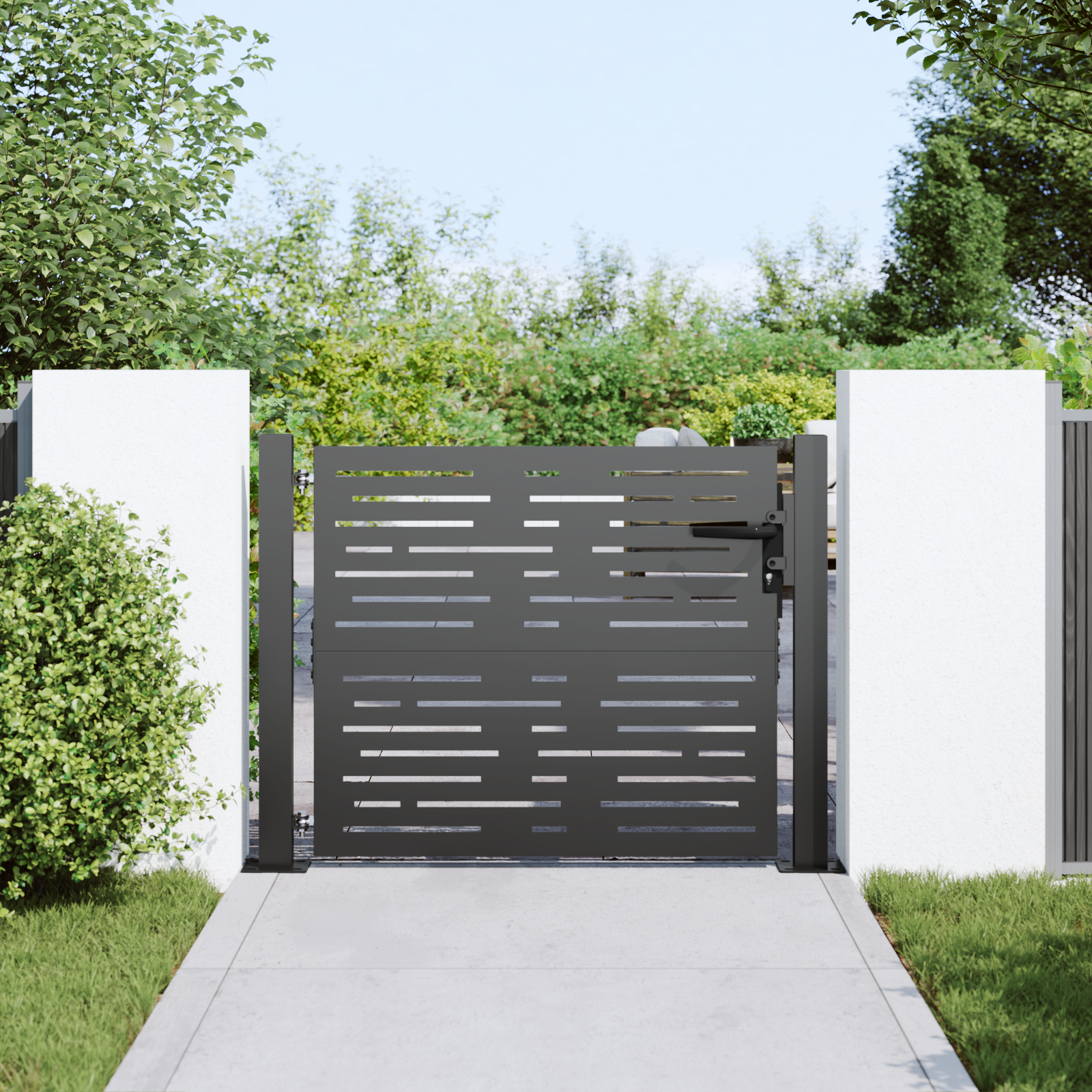 vidaXL Poartă de grădină Negru 105 x 100 cm Oțel vopsit în pulbere