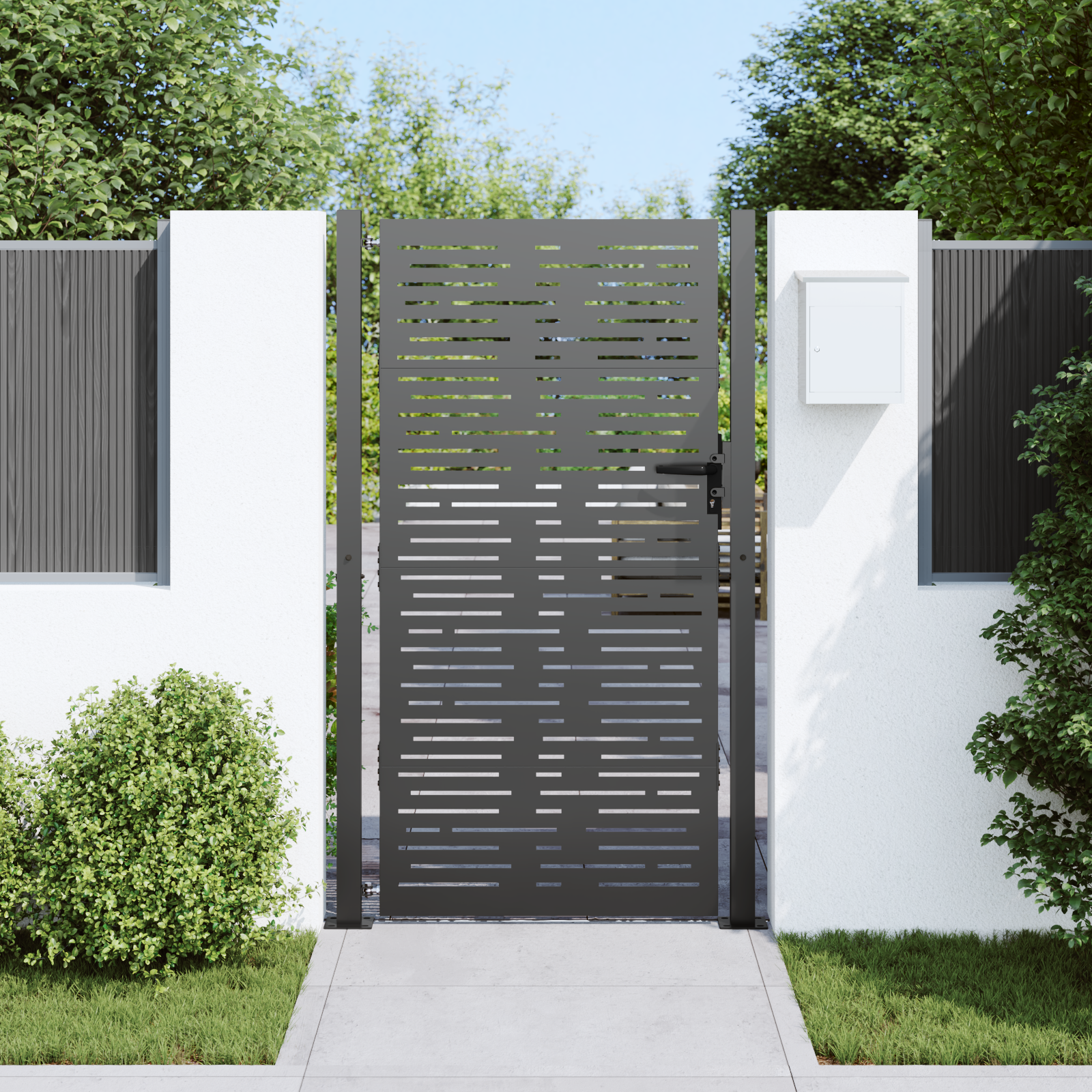 vidaXL Poartă de grădină Negru 105 x 175 cm Oțel vopsit în pulbere vidaXL Poartă de grădină Negru 105 x 175 cm Oțel vopsit în pulbere