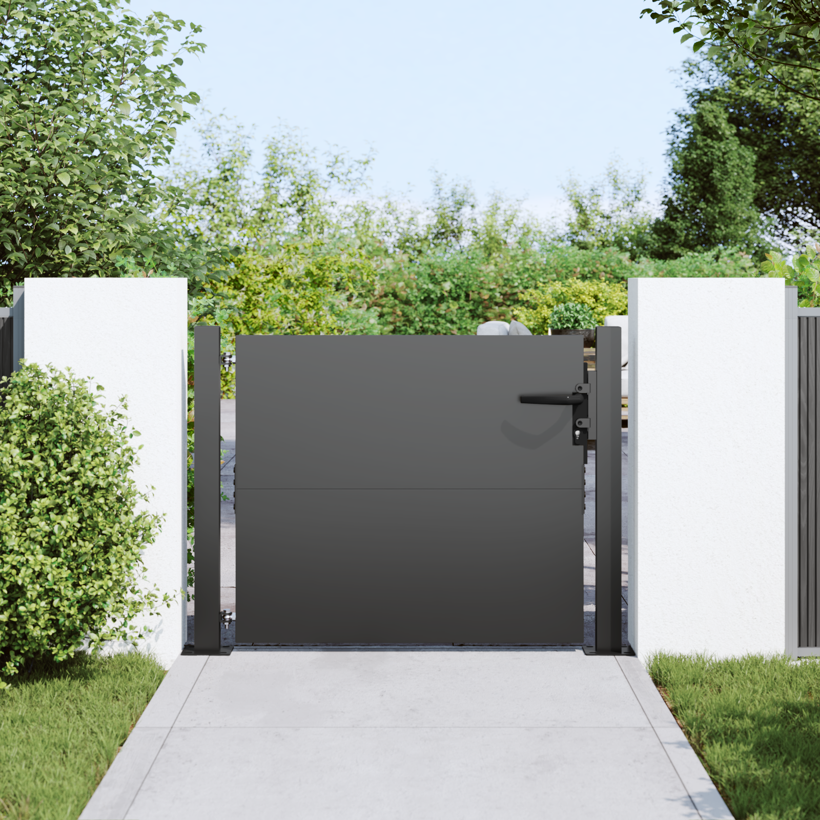 vidaXL Poartă de grădină Negru 105 x 100 cm Oțel vopsit în pulbere vidaXL Poartă de grădină Negru 105 x 100 cm Oțel vopsit în pulbere