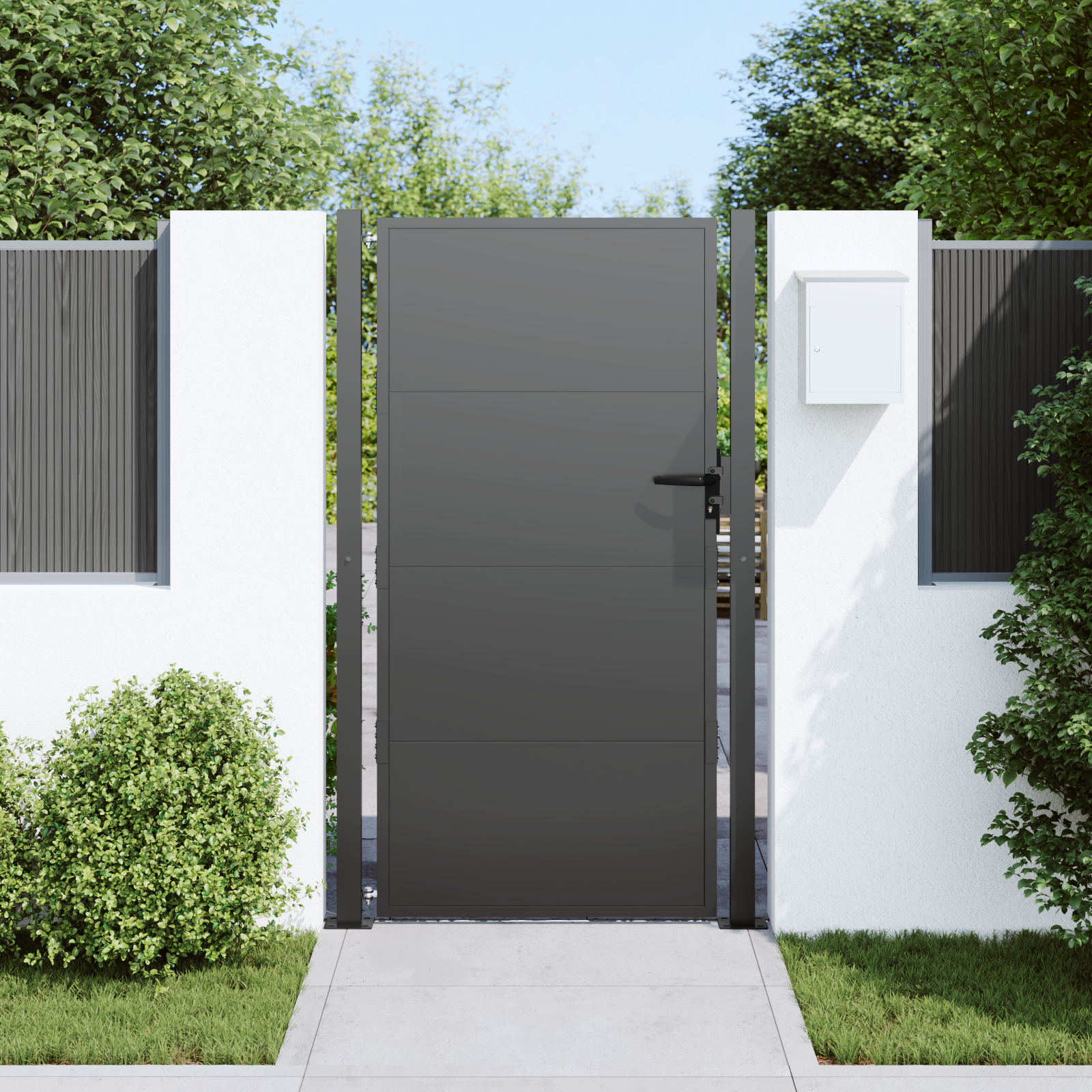 vidaXL Poartă de grădină Negru 100 x 200 cm Oțel vopsit în pulbere
