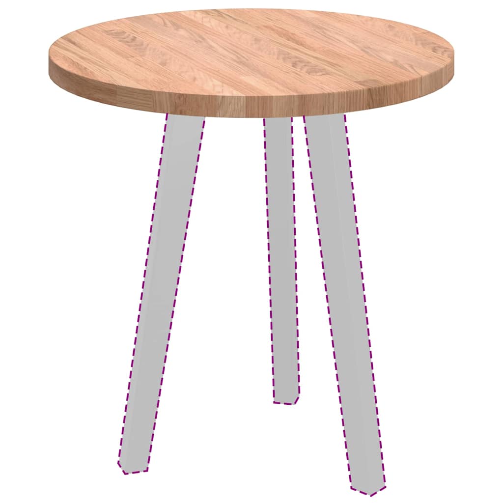 vidaXL Placă de masă Maro deschis Ø 50 x 2.5 cm Lemn de stejar masiv