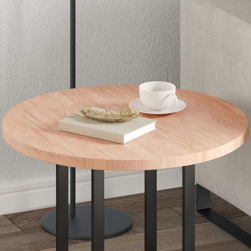 vidaXL Placă de masă Maro deschis Ø 60 x 2.5 cm Lemn de stejar masiv