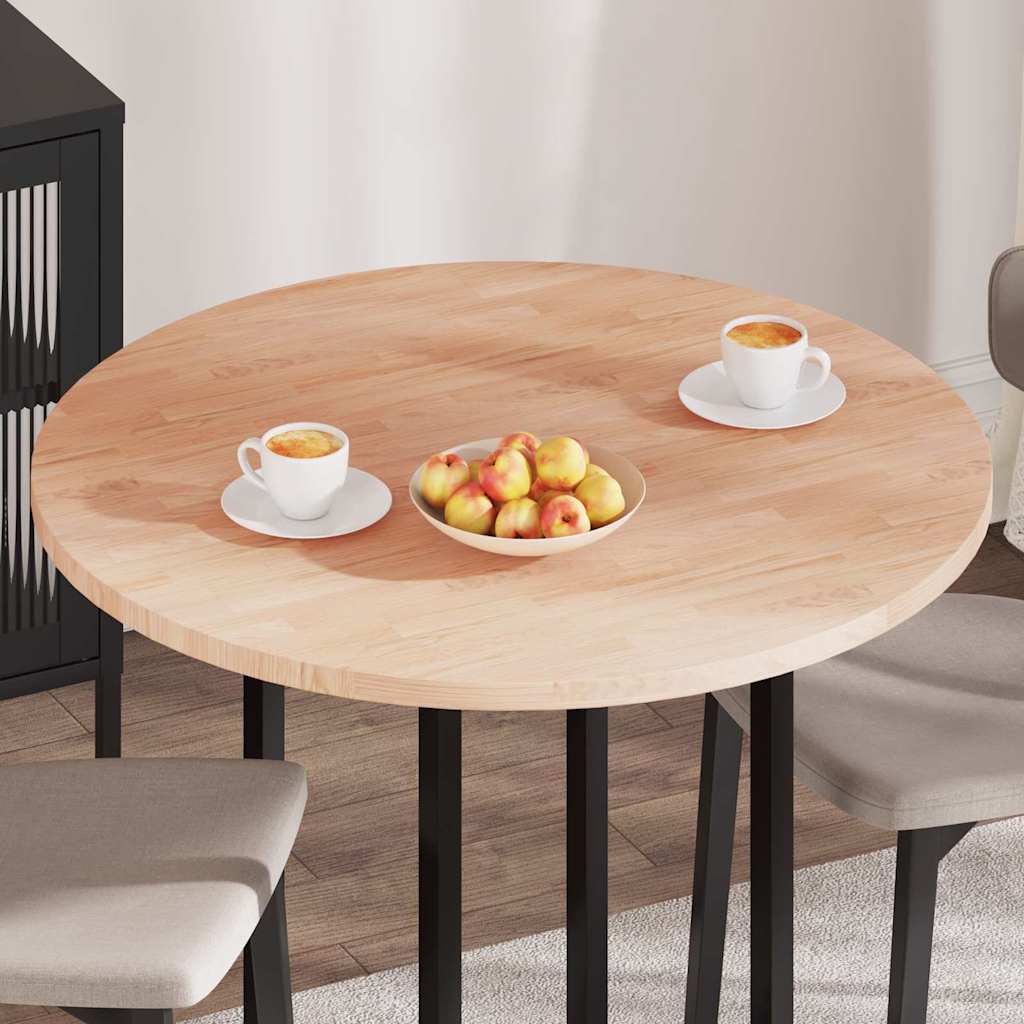 vidaXL Placă de masă Maro deschis Ø 90 x 2.5 cm Lemn de stejar masiv