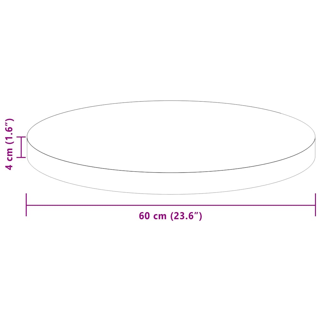 vidaXL Placă de masă Maro deschis Ø 60 x 4 cm Lemn de stejar masiv