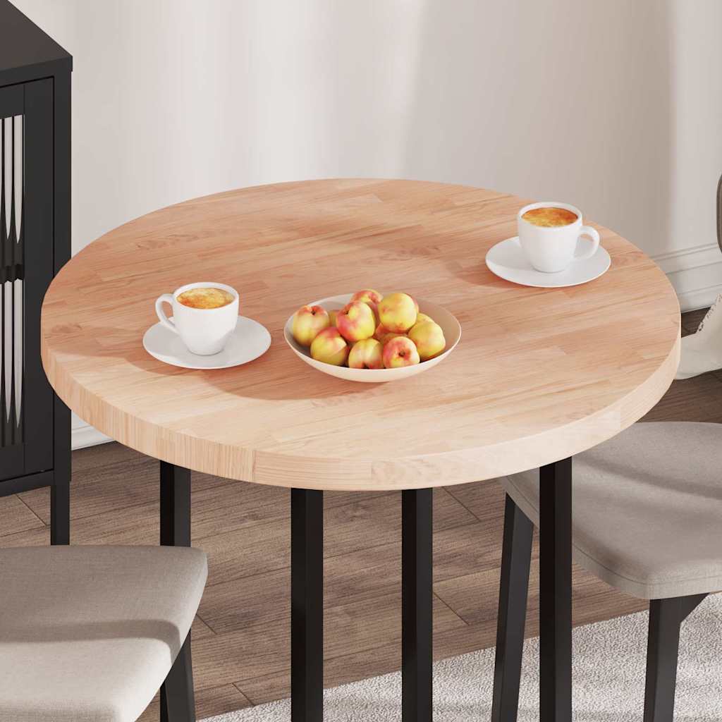 vidaXL Placă de masă Maro deschis Ø 80 x 4 cm Lemn de stejar masiv