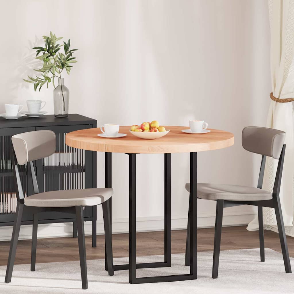 vidaXL Placă de masă Maro deschis Ø 90 x 4 cm Lemn de stejar masiv