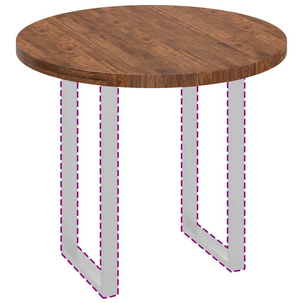 vidaXL Placă de masă Maro închis Ø 90 x 4 cm Lemn de stejar masiv