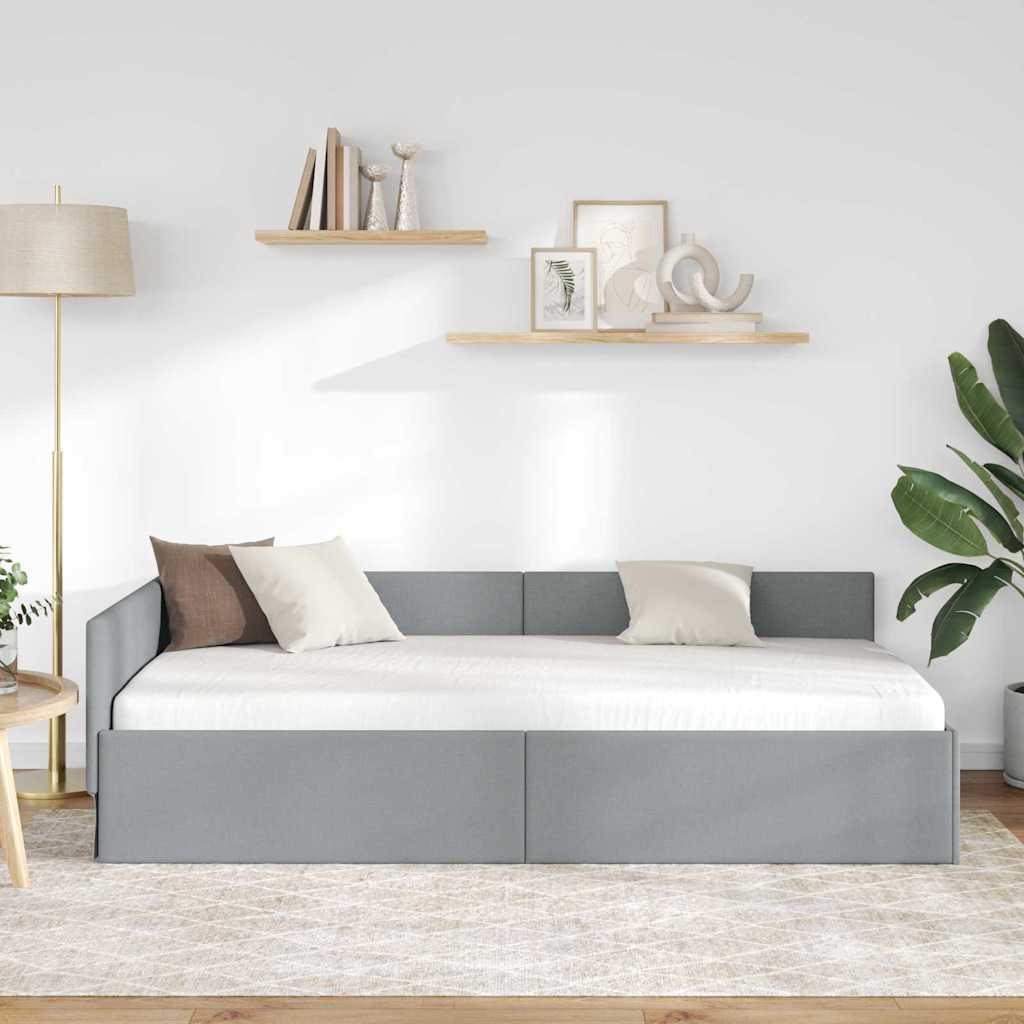 vidaXL Cadru de pat colțar Gri deschis 80 cm x 200 cm Catifea