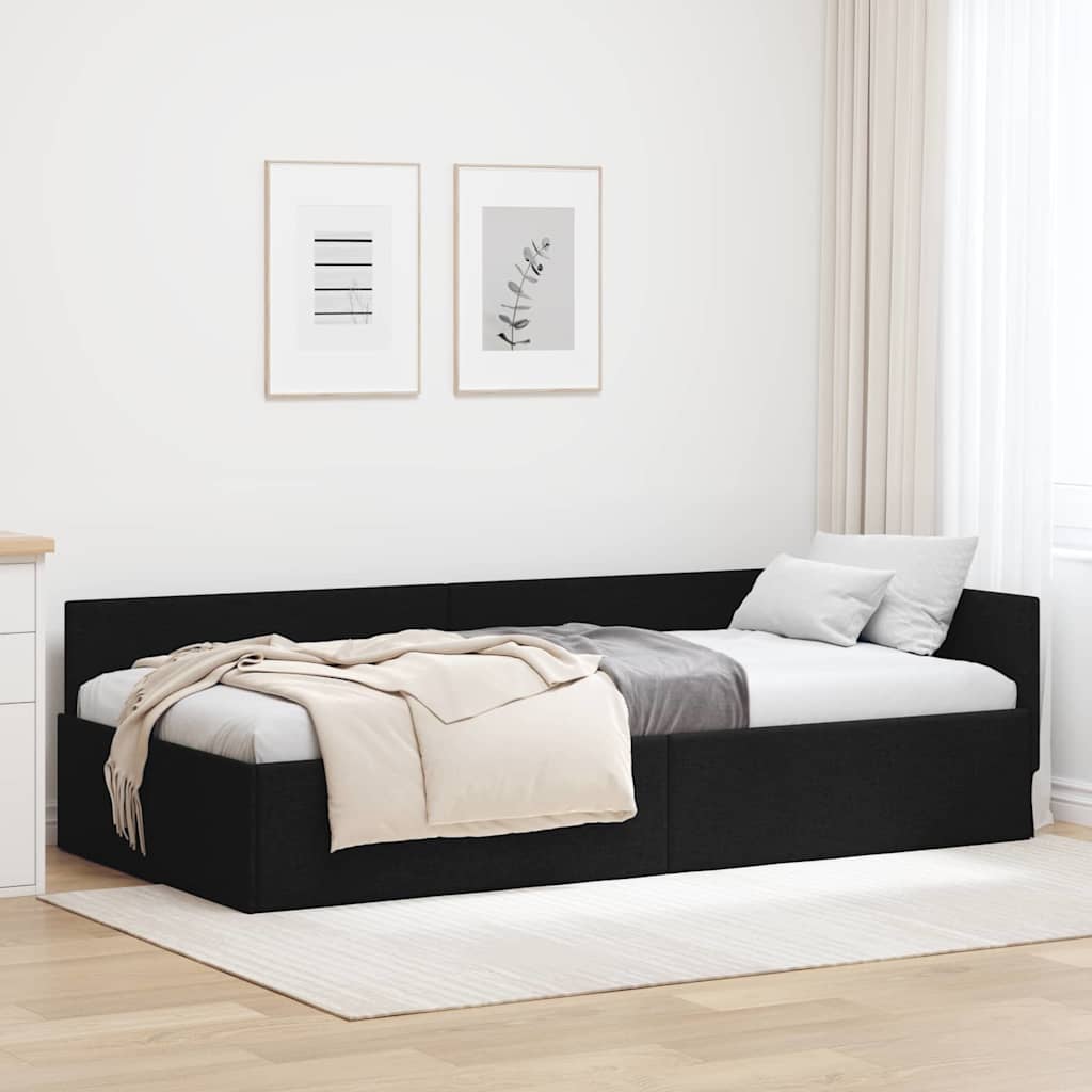 vidaXL Cadru de pat colțar cu headboard Negru 80 cm x 200 cm Catifea