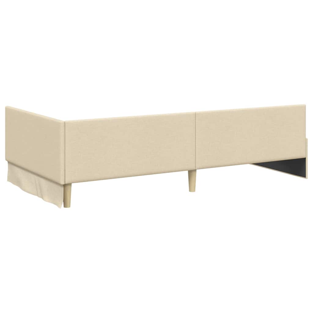vidaXL Cadru de pat colțar cu headboard Crem 80 cm x 200 cm Catifea