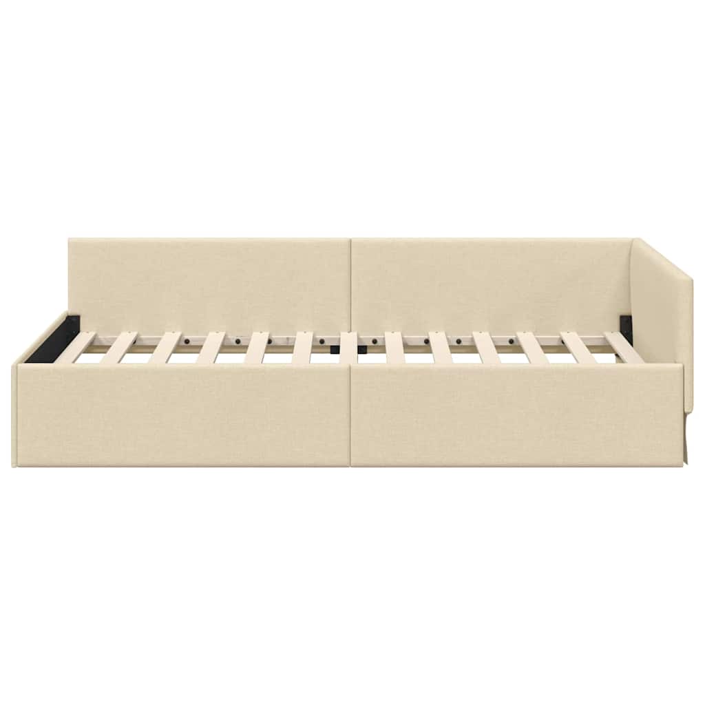 vidaXL Cadru de pat colțar cu headboard Crem 90 cm x 190 cm Catifea