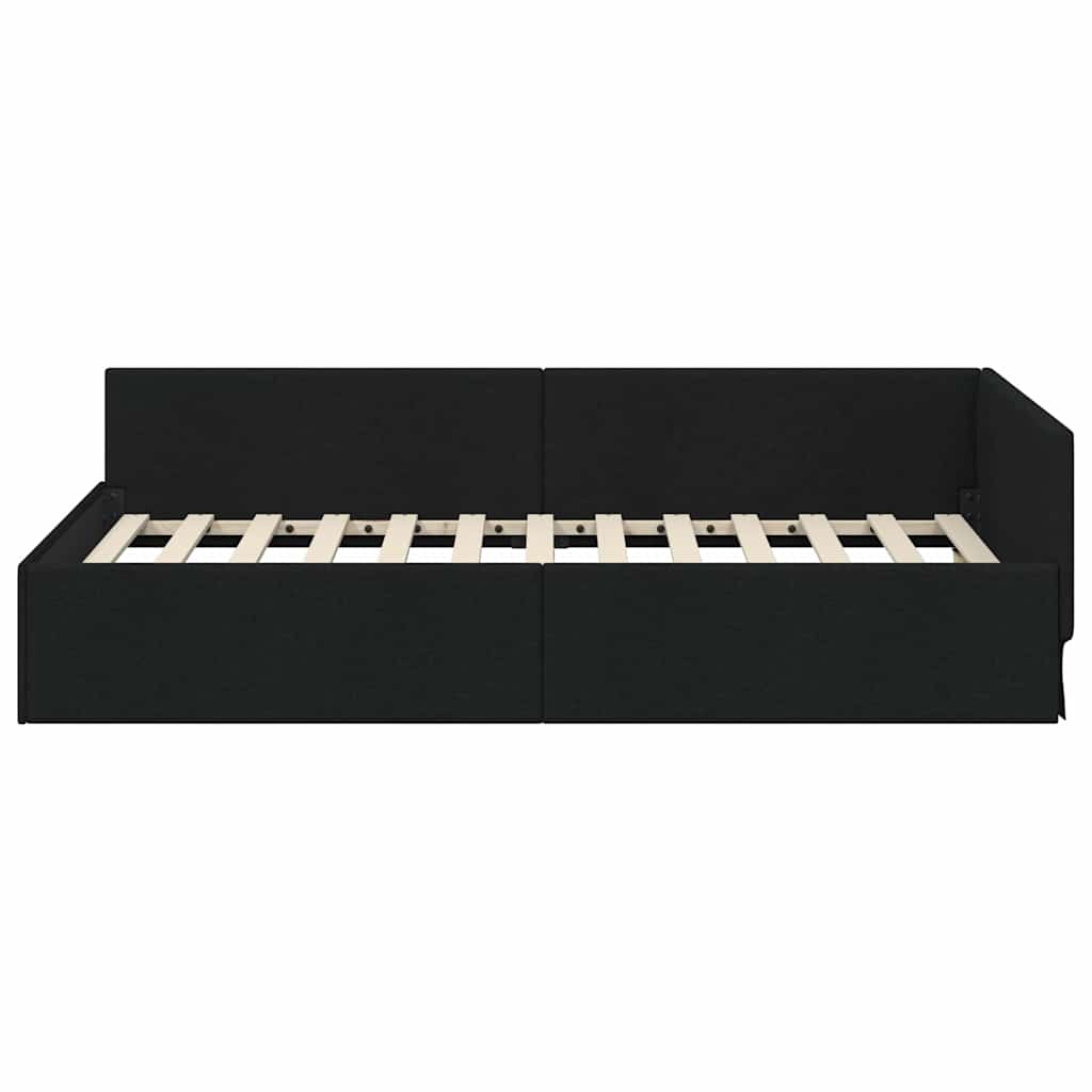 vidaXL Cadru de pat colțar cu headboard Negru 90 cm x 200 cm Catifea
