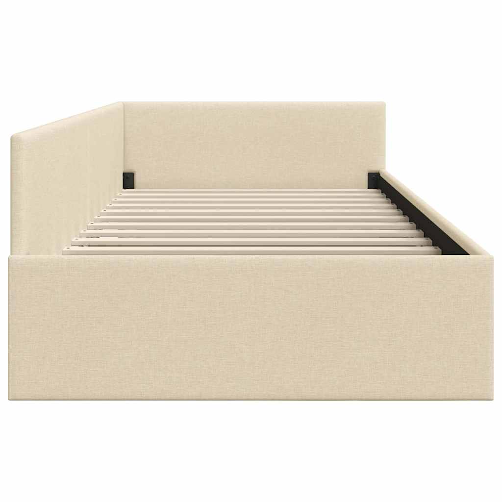 vidaXL Cadru de pat colțar cu headboard Crem 90 cm x 200 cm Catifea
