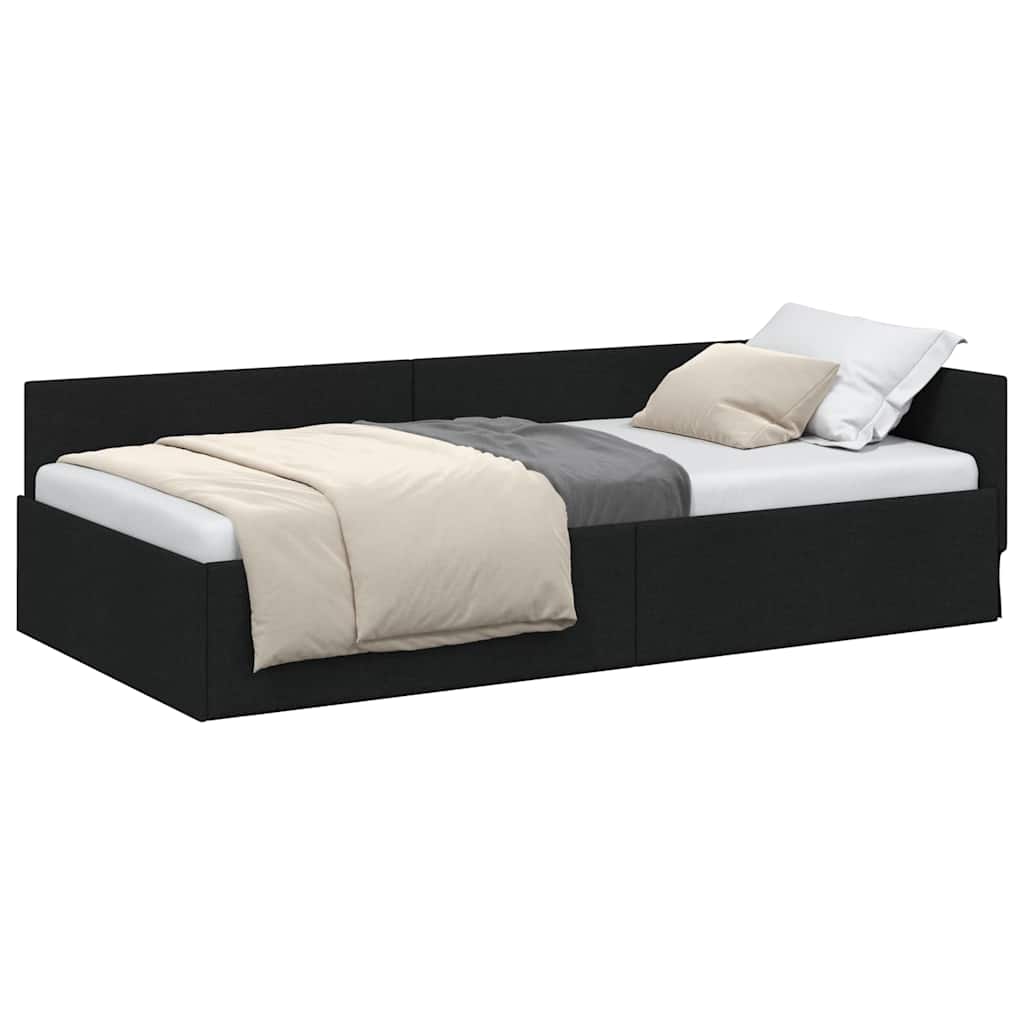 vidaXL Cadru de pat colțar cu headboard Negru 100 cm x 200 cm Catifea