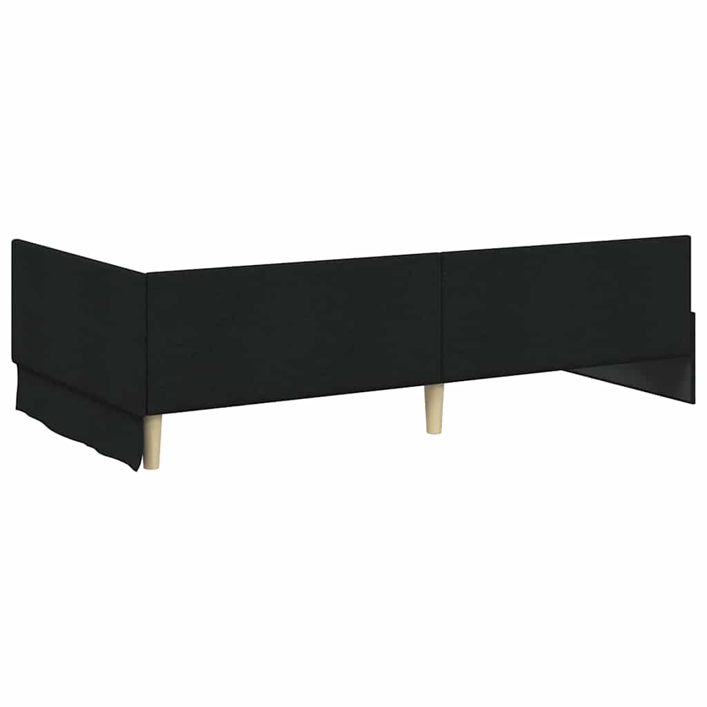vidaXL Cadru de pat colțar cu headboard Negru 100 cm x 200 cm Catifea