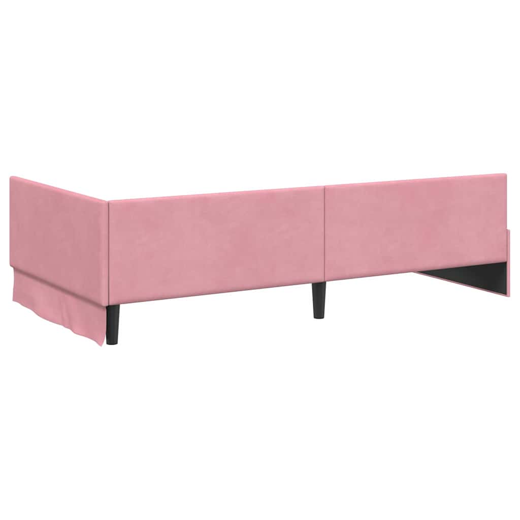 vidaXL Cadru de pat colțar cu headboard Roz 80 cm x 200 cm Catifea