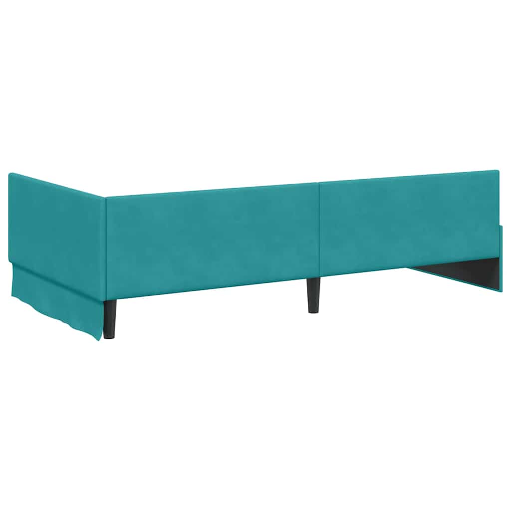vidaXL Cadru de pat colțar cu headboard Turcoaz 80 cm x 200 cm Catifea