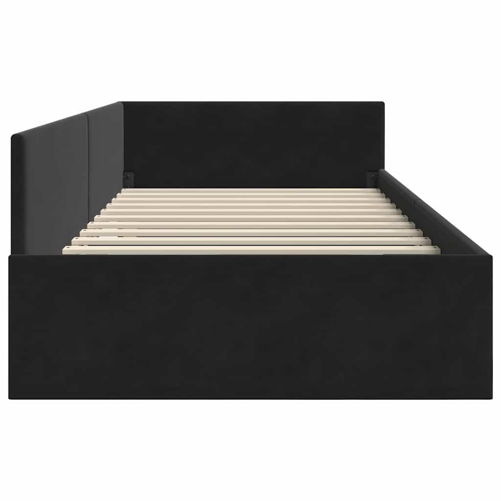 vidaXL Cadru de pat colțar cu headboard Negru 90 cm x 200 cm Catifea