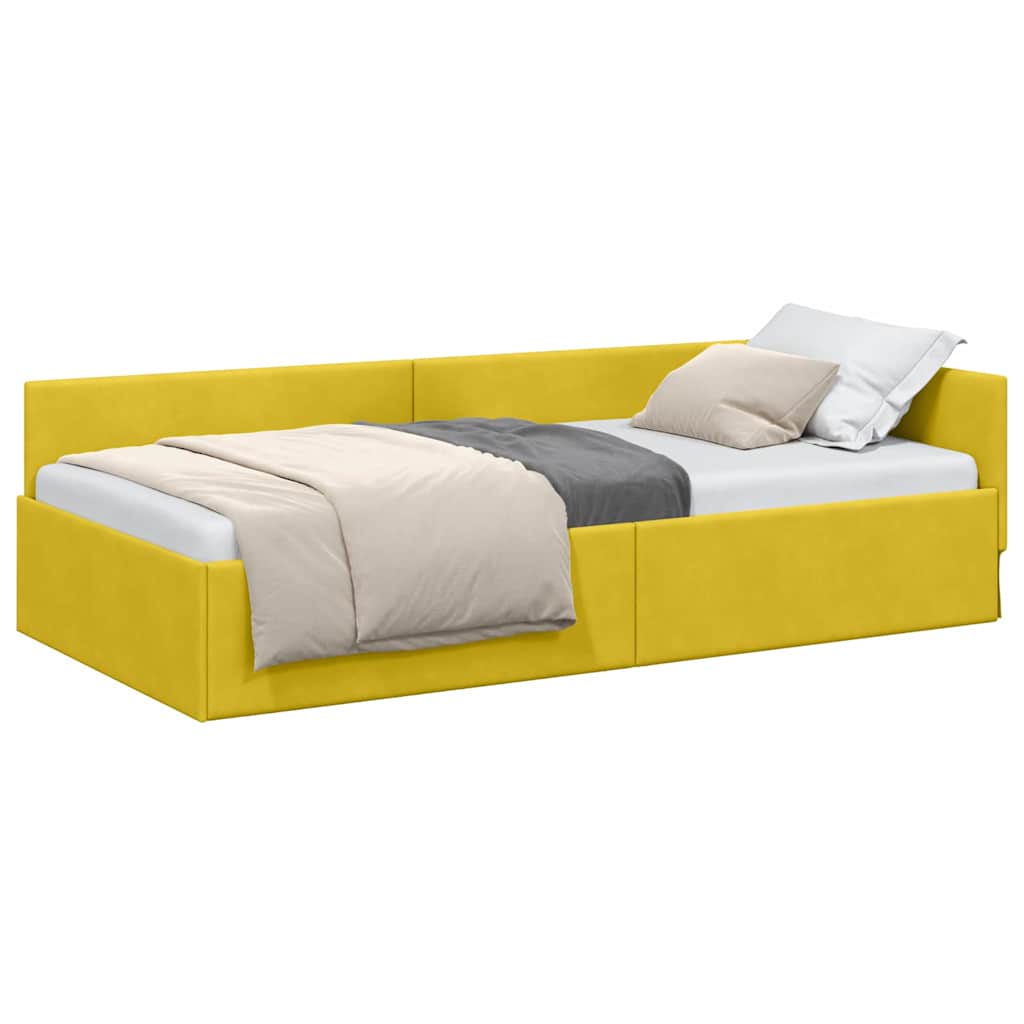 vidaXL Cadru de pat colțar cu headboard Galben 90 cm x 200 cm Catifea