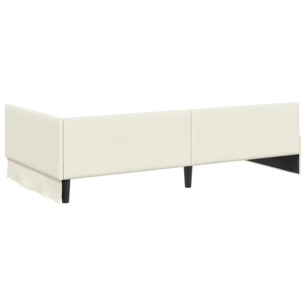 vidaXL Cadru de pat colțar cu headboard Crem 100 cm x 200 cm Catifea
