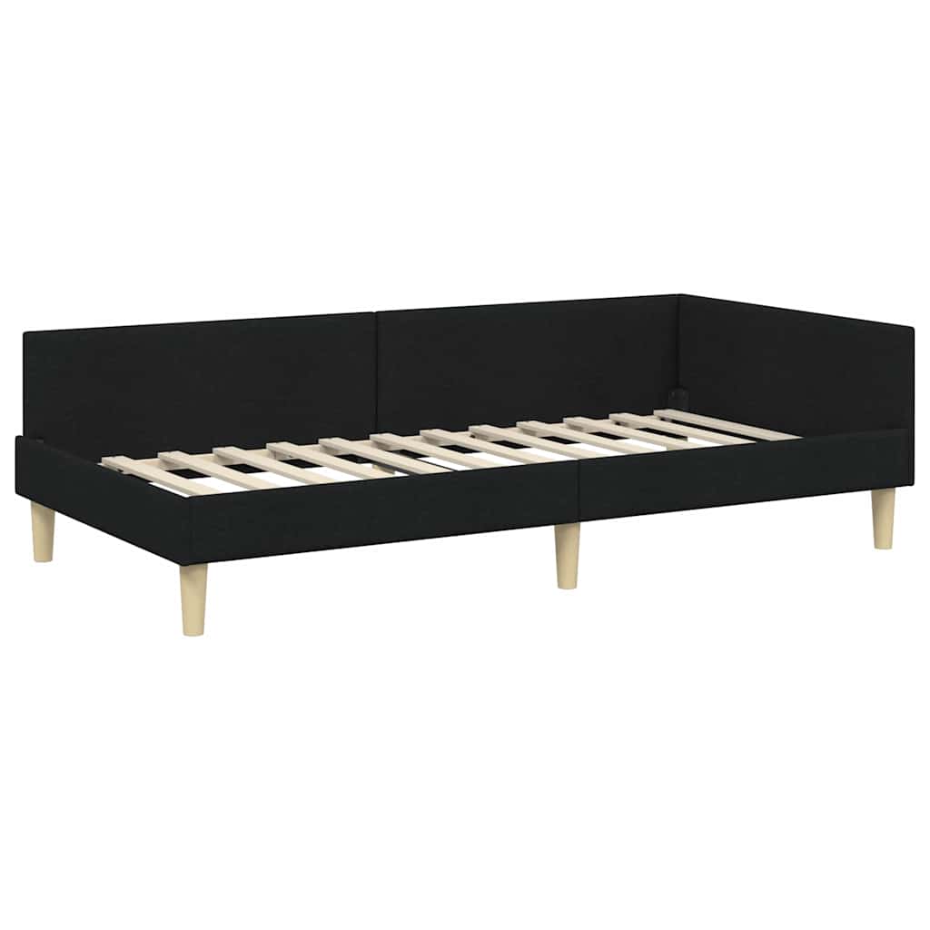 vidaXL Cadru de pat colțar cu headboard Negru 80 x 200 cm țesătură