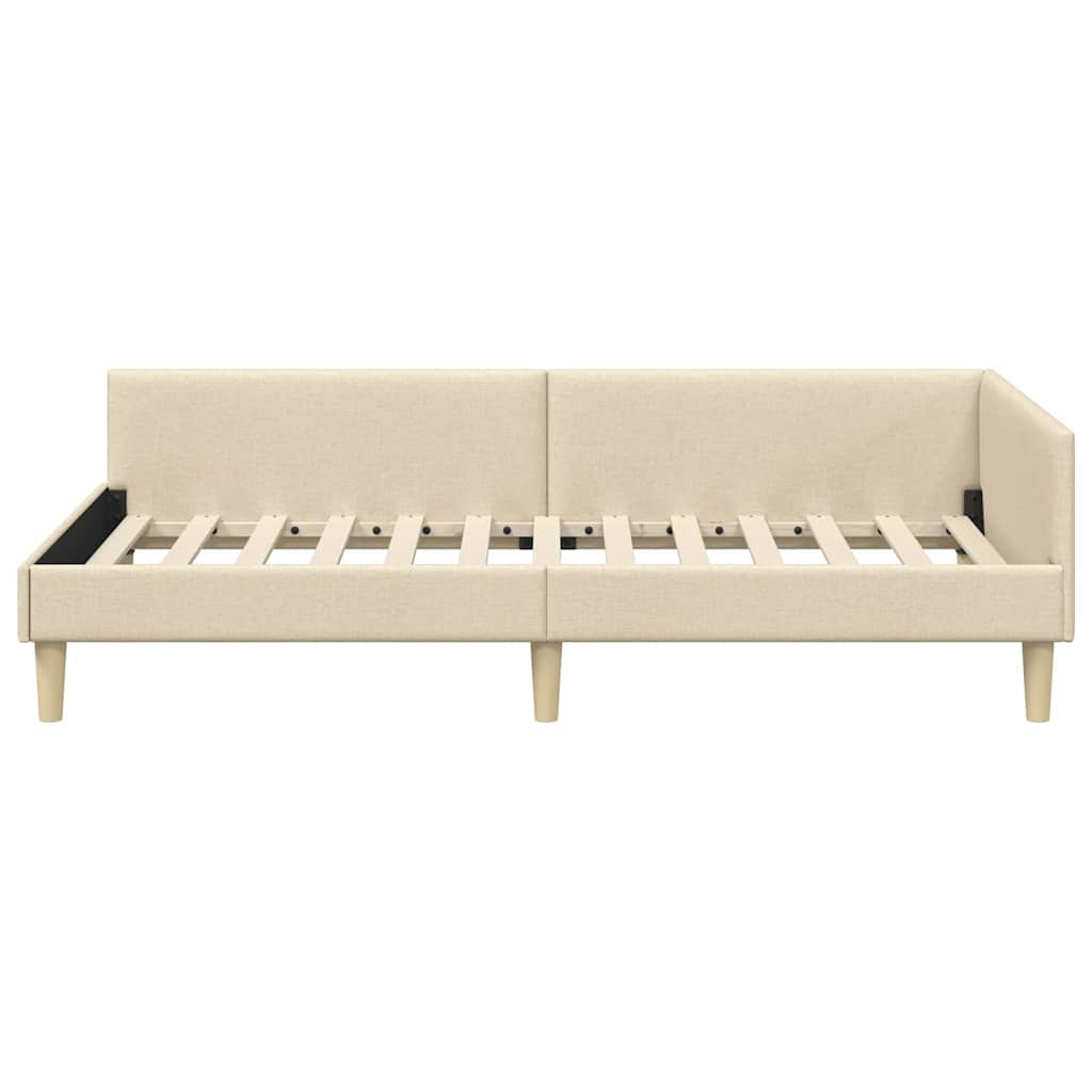 vidaXL Cadru de pat colțar cu headboard Crem 80 x 200 cm țesătură