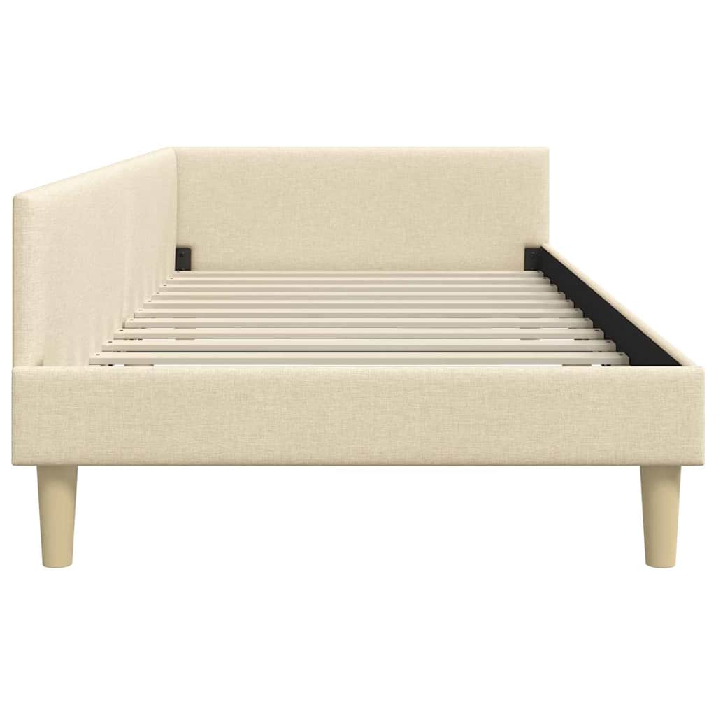 vidaXL Cadru de pat colțar cu headboard Crem 80 x 200 cm țesătură