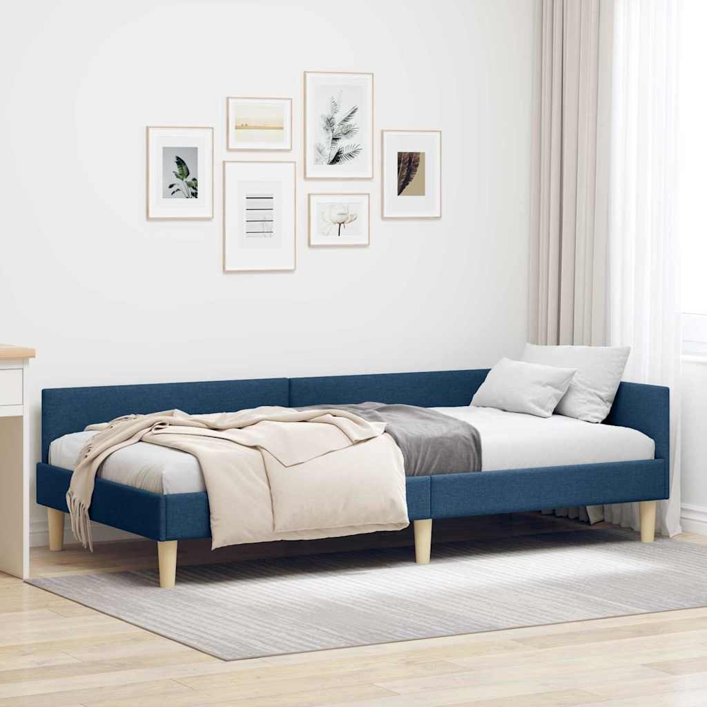 vidaXL Cadru de pat colțar cu headboard albastru 80 x 200 cm țesătură