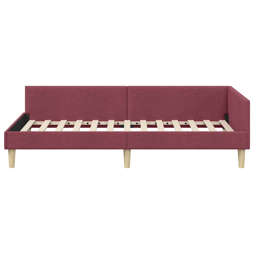 vidaXL Cadru de pat colțar cu headboard Roșu Vin 90 x 200 cm țesătură