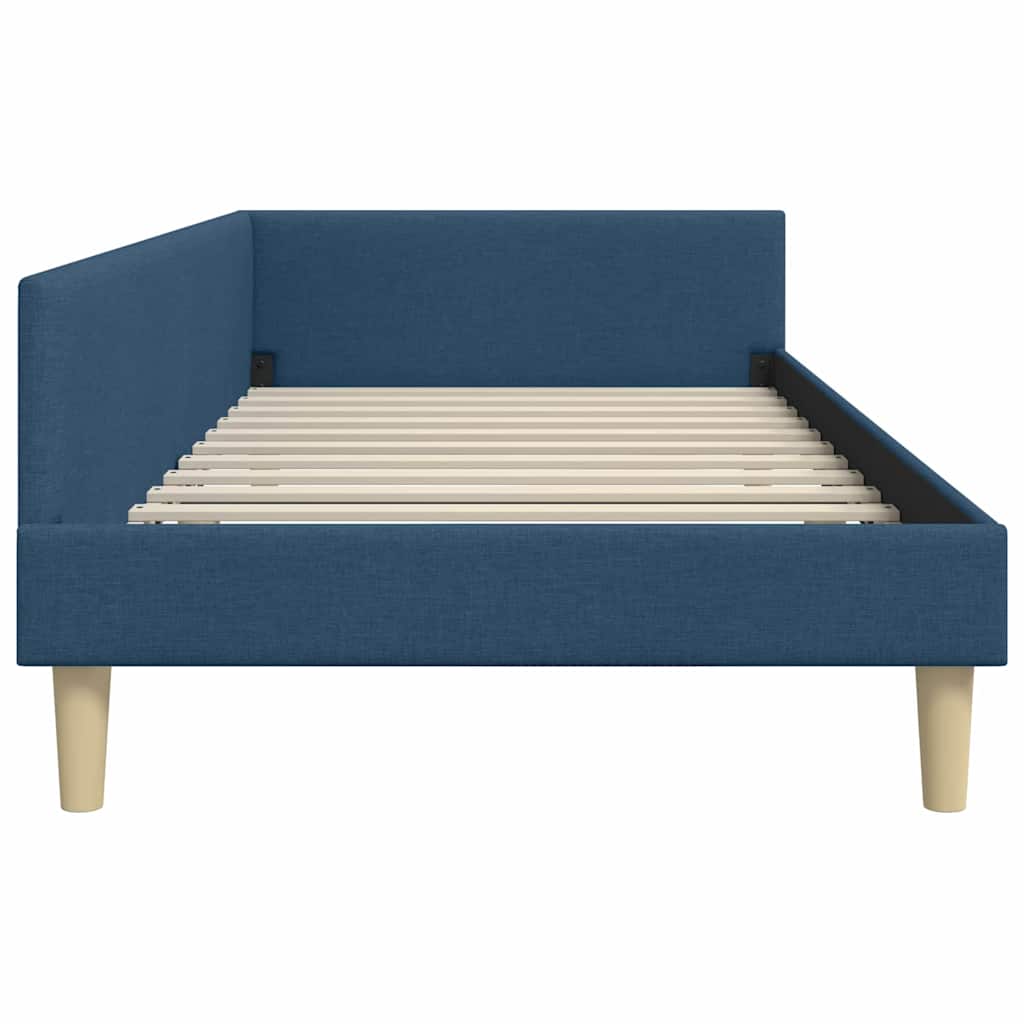 vidaXL Cadru de pat colțar cu headboard albastru 90 x 200 cm țesătură