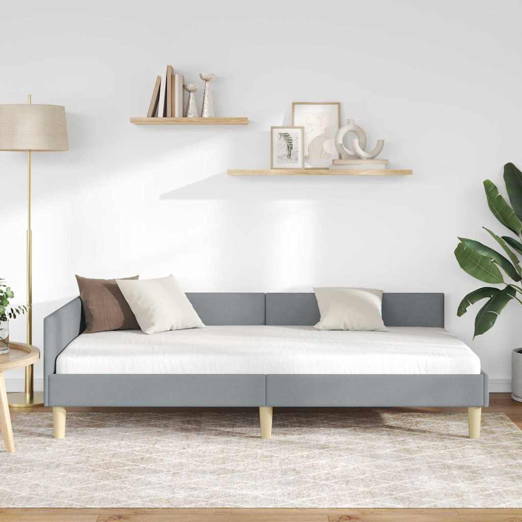 vidaXL Cadru de pat colțar Gri deschis 100 x 200 cm țesătură