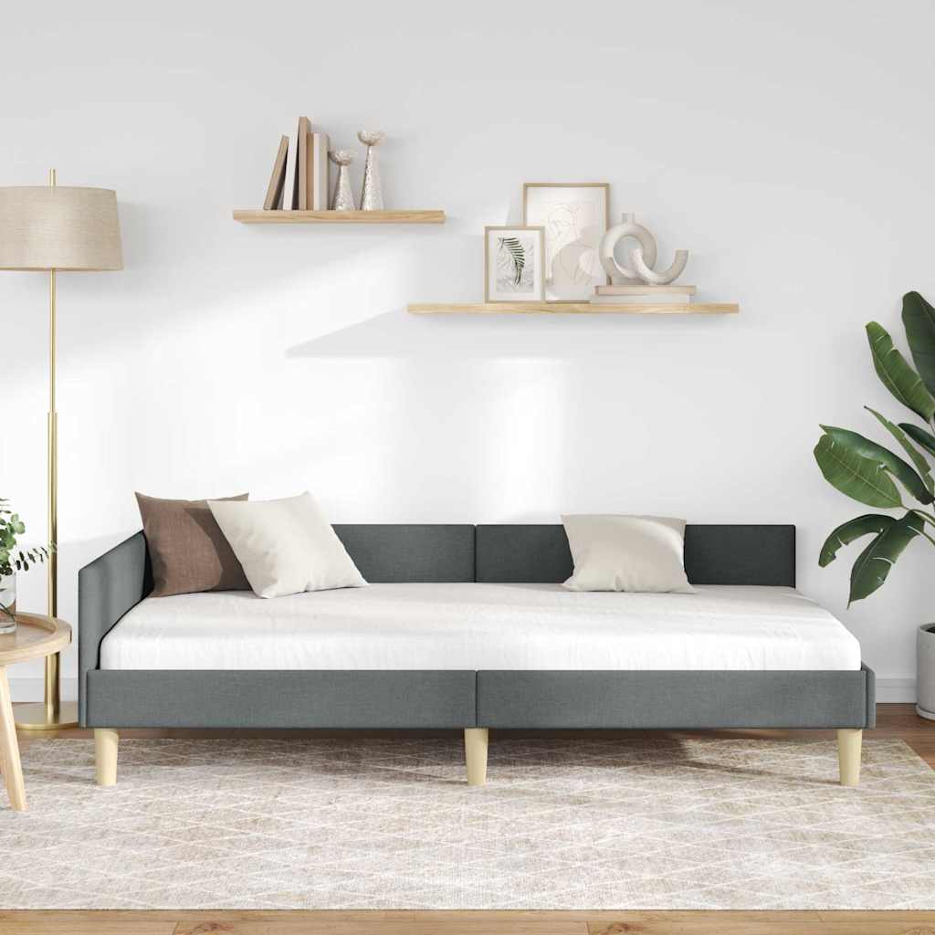 vidaXL Cadru de pat colțar Gri închis 100 x 200 cm țesătură