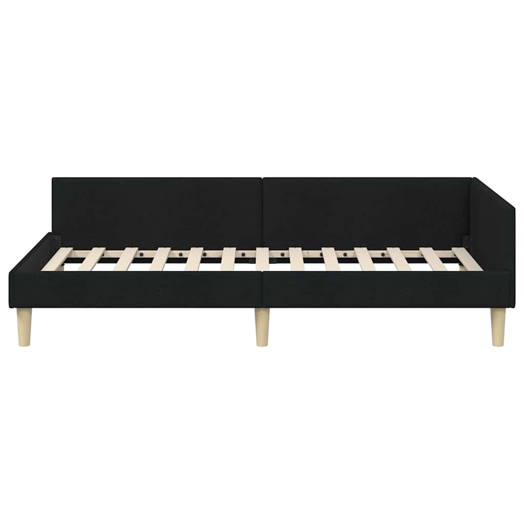 vidaXL Cadru de pat colțar cu headboard Negru 100 x 200 cm țesătură