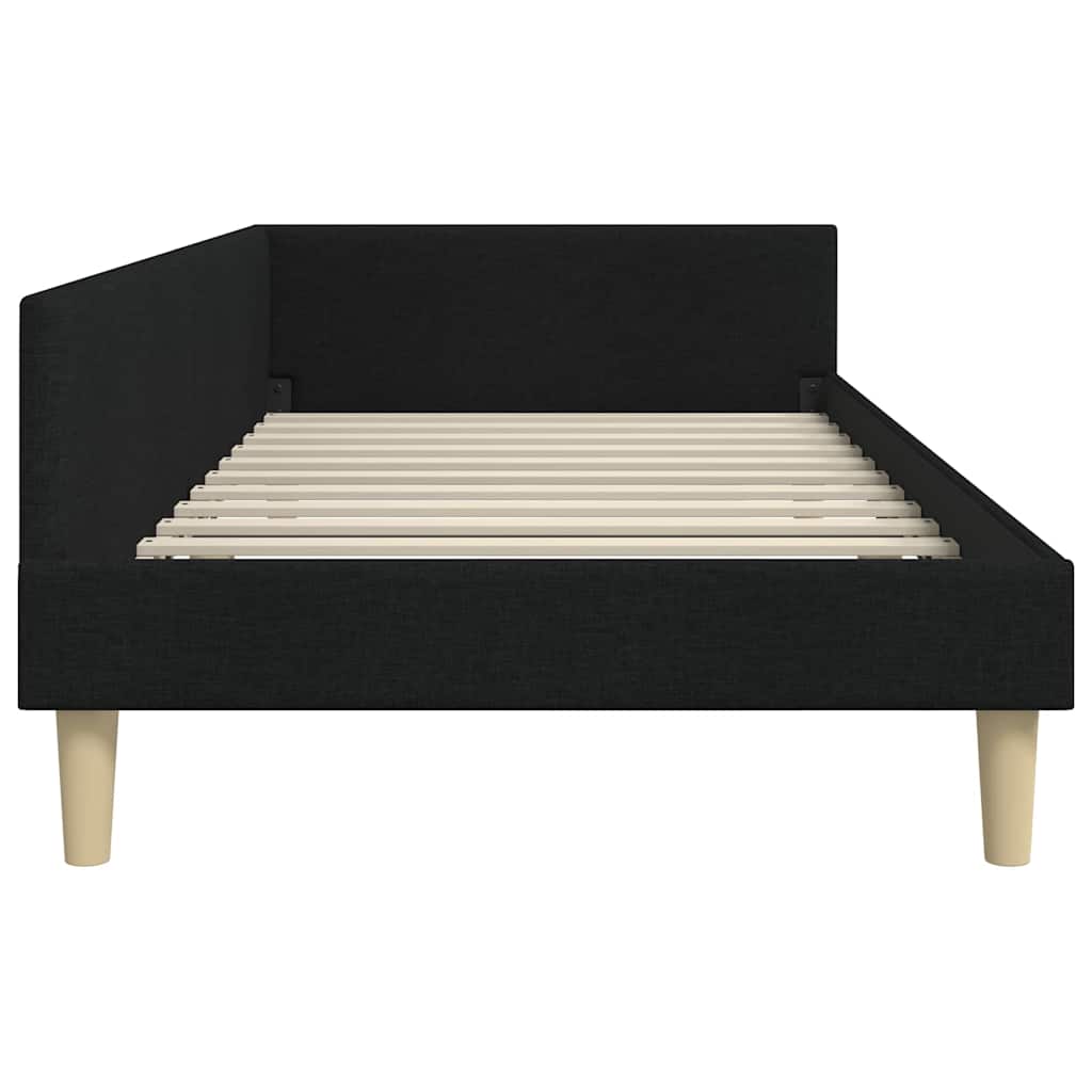 vidaXL Cadru de pat colțar cu headboard Negru 100 x 200 cm țesătură