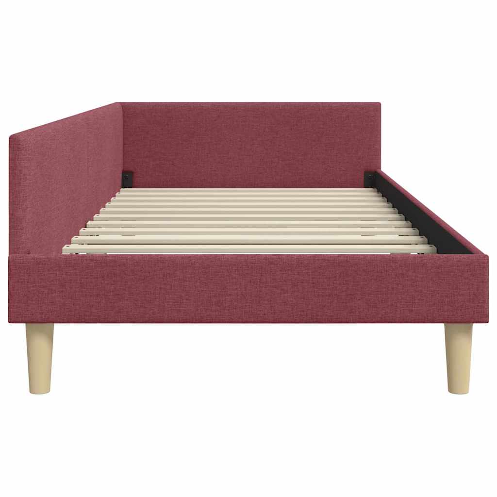 vidaXL Cadru de pat colțar cu headboard Roșu Vin 100 x 200 cm țesătură