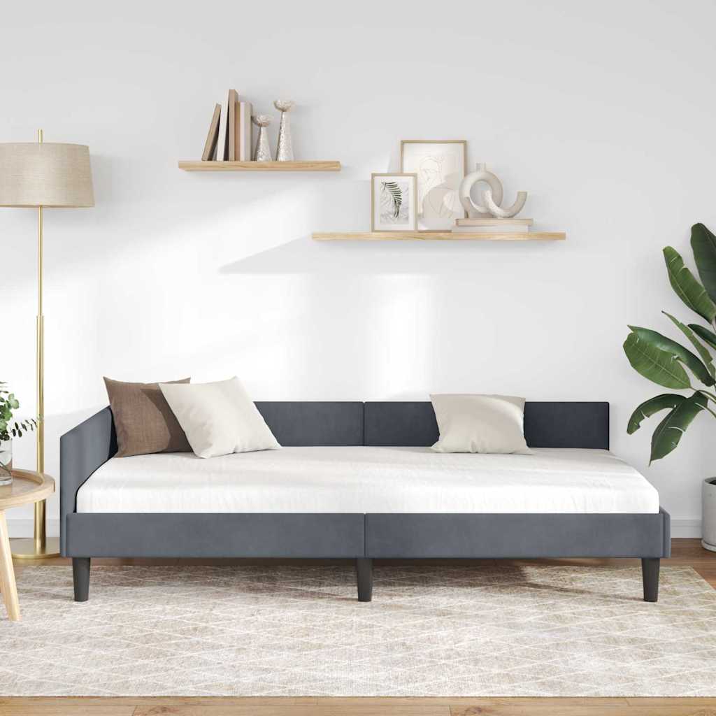 vidaXL Cadru de pat colțar Gri închis 80 cm x 200 cm Catifea