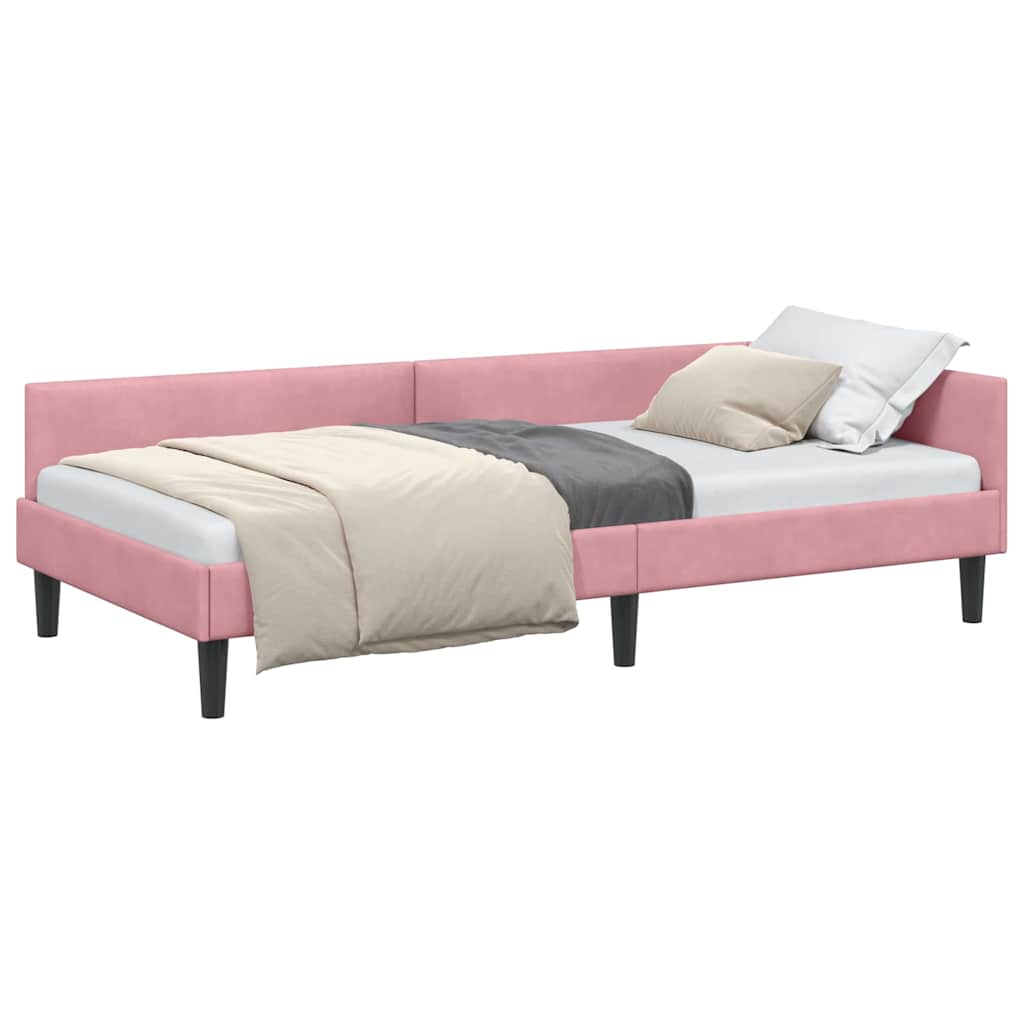 vidaXL Cadru de pat colțar cu headboard Roz 80 cm x 200 cm Catifea