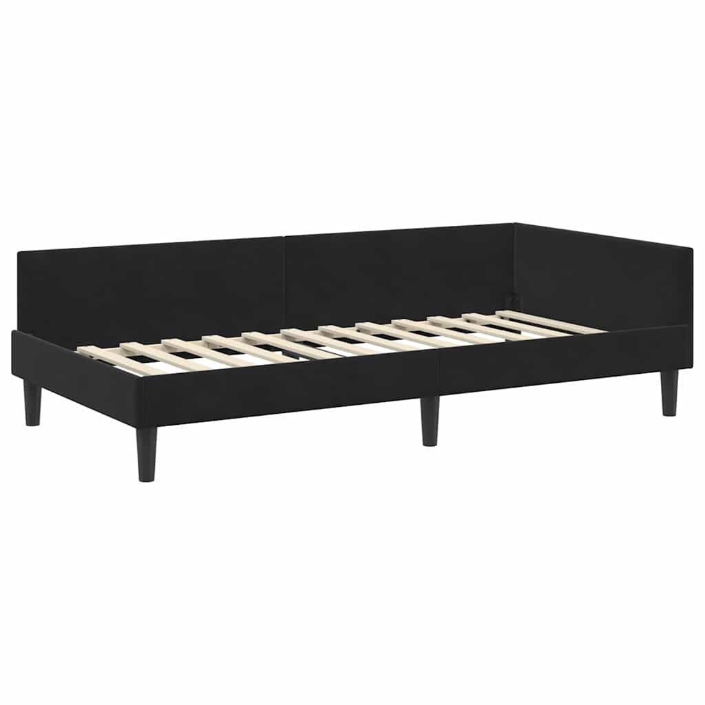 vidaXL Cadru de pat colțar cu headboard Negru 80 cm x 200 cm Catifea