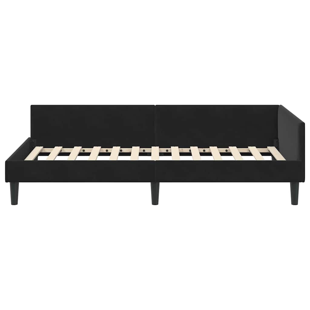 vidaXL Cadru de pat colțar cu headboard Negru 80 cm x 200 cm Catifea