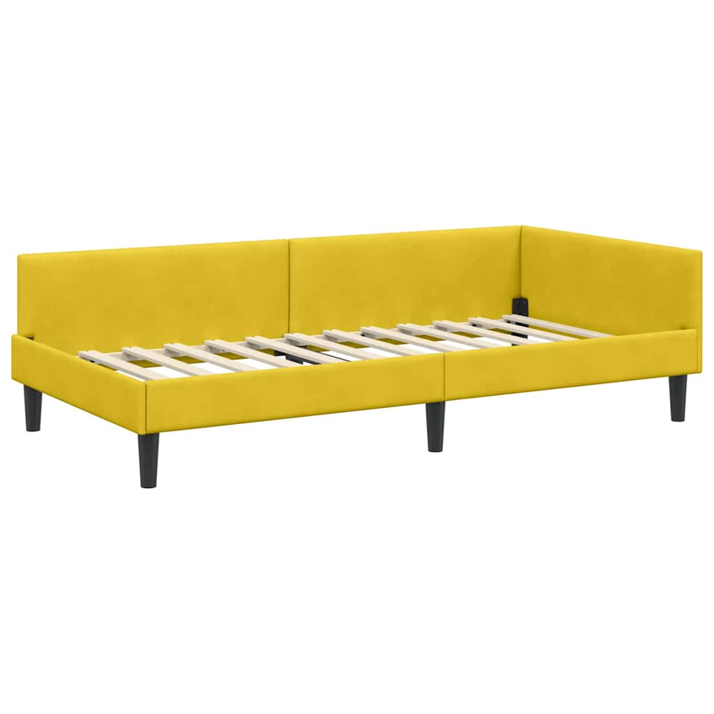 vidaXL Cadru de pat colțar cu headboard Galben 80 cm x 200 cm Catifea