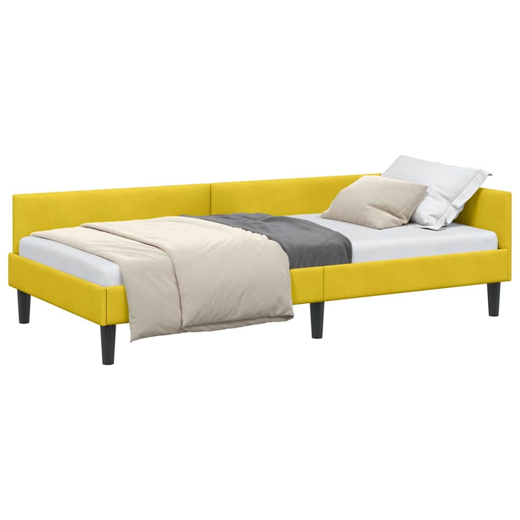 vidaXL Cadru de pat colțar cu headboard Galben 80 cm x 200 cm Catifea