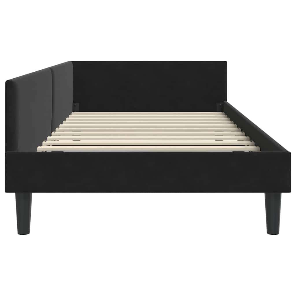 vidaXL Cadru de pat colțar cu headboard Negru 90 cm x 190 cm Catifea