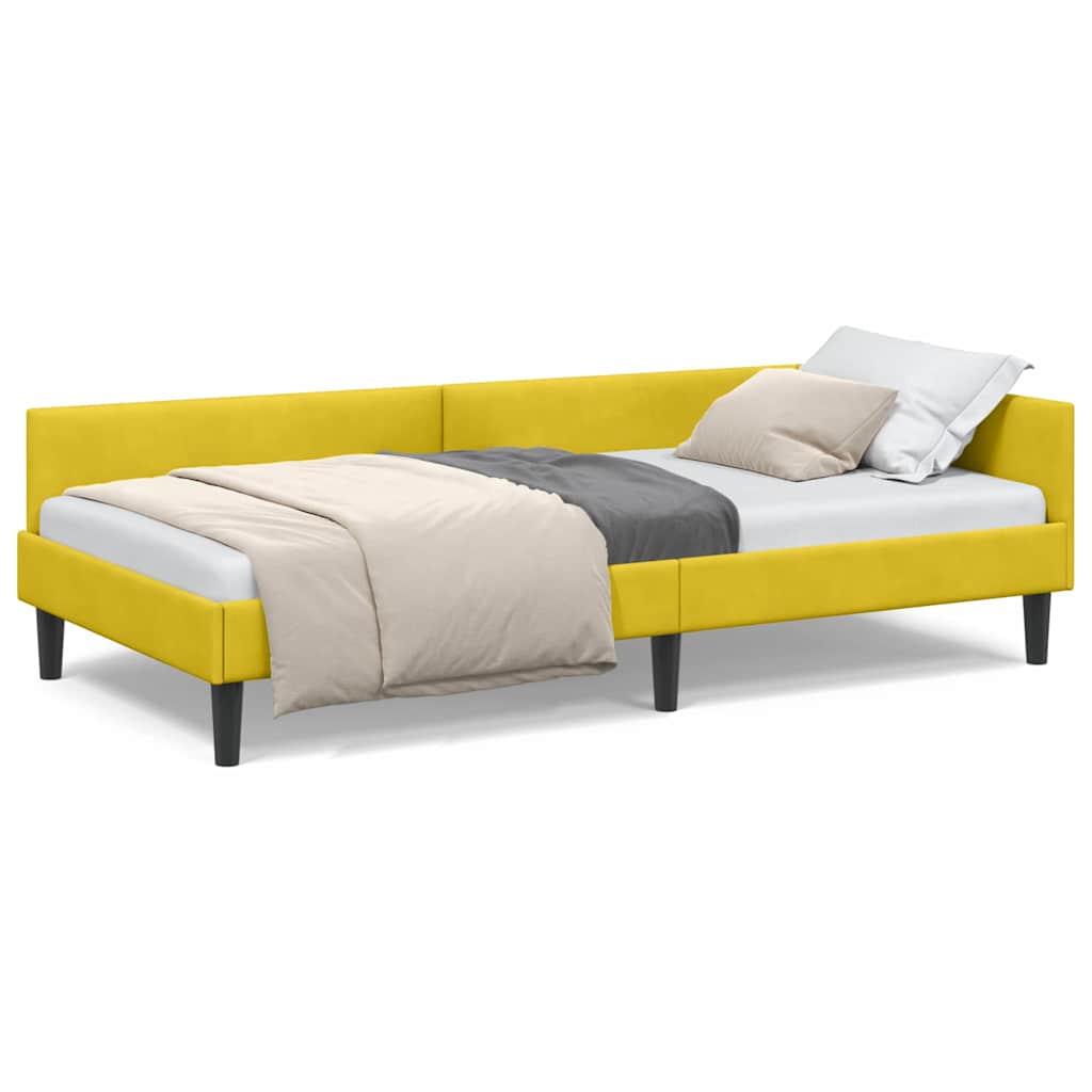 vidaXL Cadru de pat colțar cu headboard Galben 90 cm x 190 cm Catifea