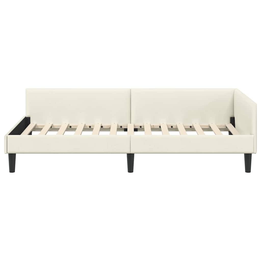 vidaXL Cadru de pat colțar cu headboard Crem 90 cm x 190 cm Catifea