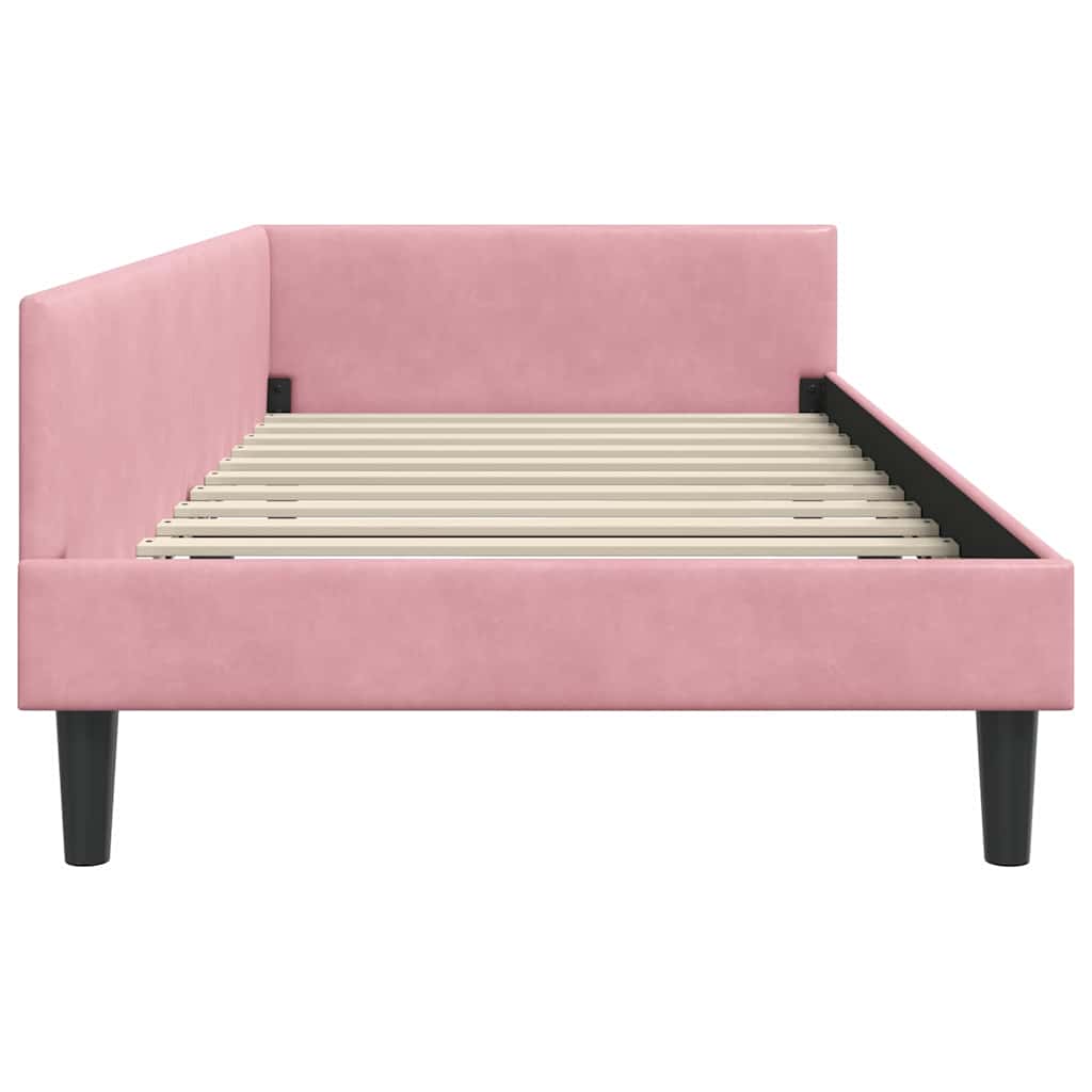 vidaXL Cadru de pat colțar cu headboard Roz 100 cm x 200 cm Catifea
