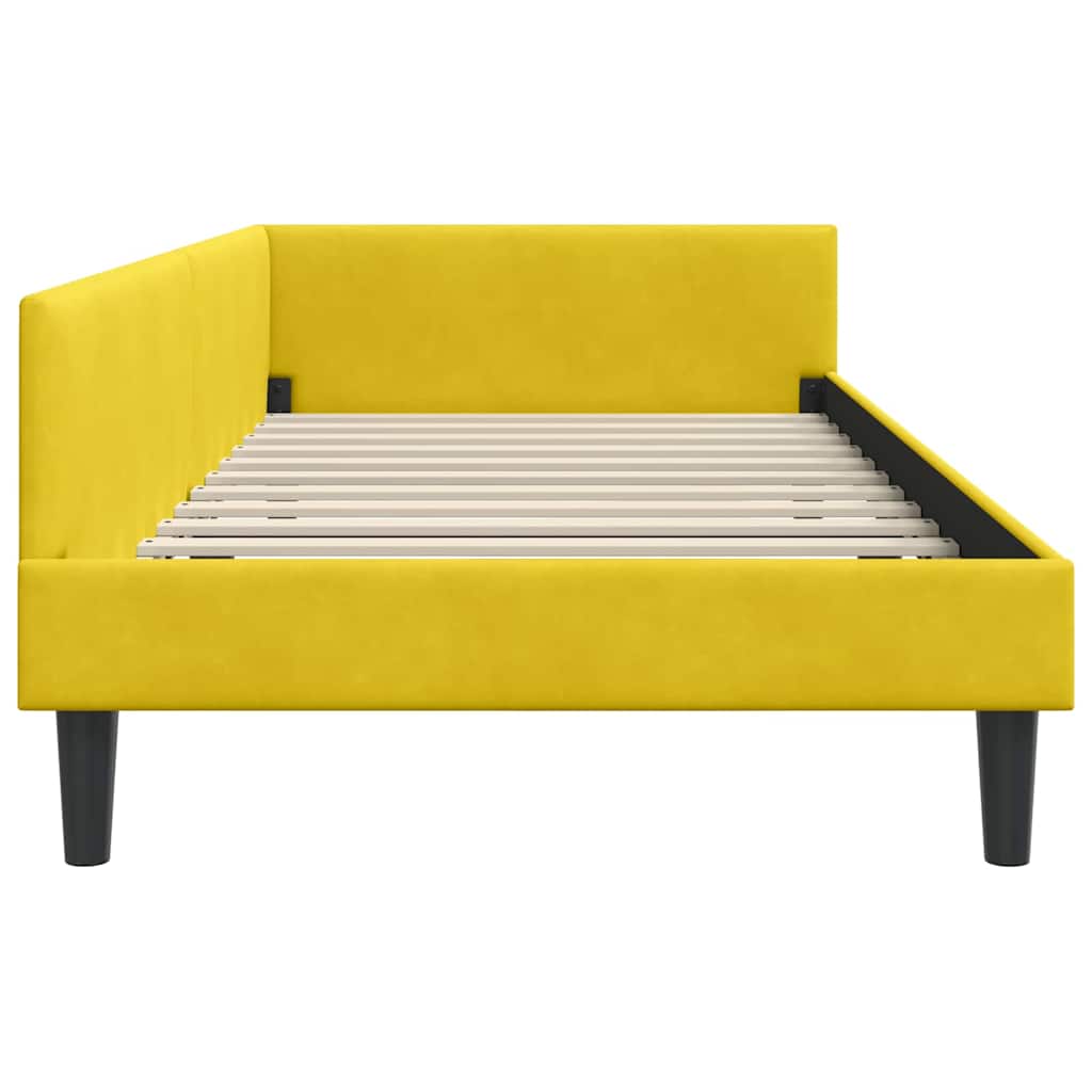 vidaXL Cadru de pat colțar cu headboard Galben 100 cm x 200 cm Catifea