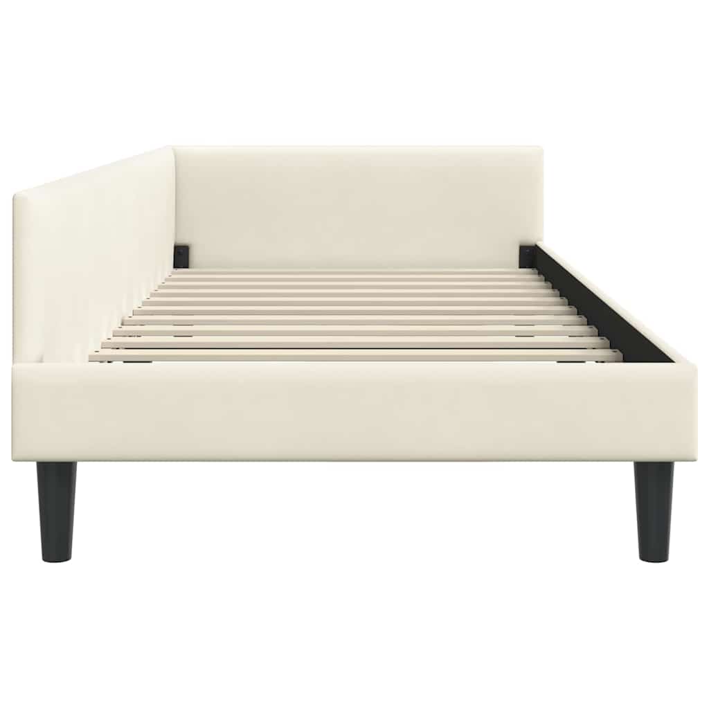 vidaXL Cadru de pat colțar cu headboard Crem 100 cm x 200 cm Catifea