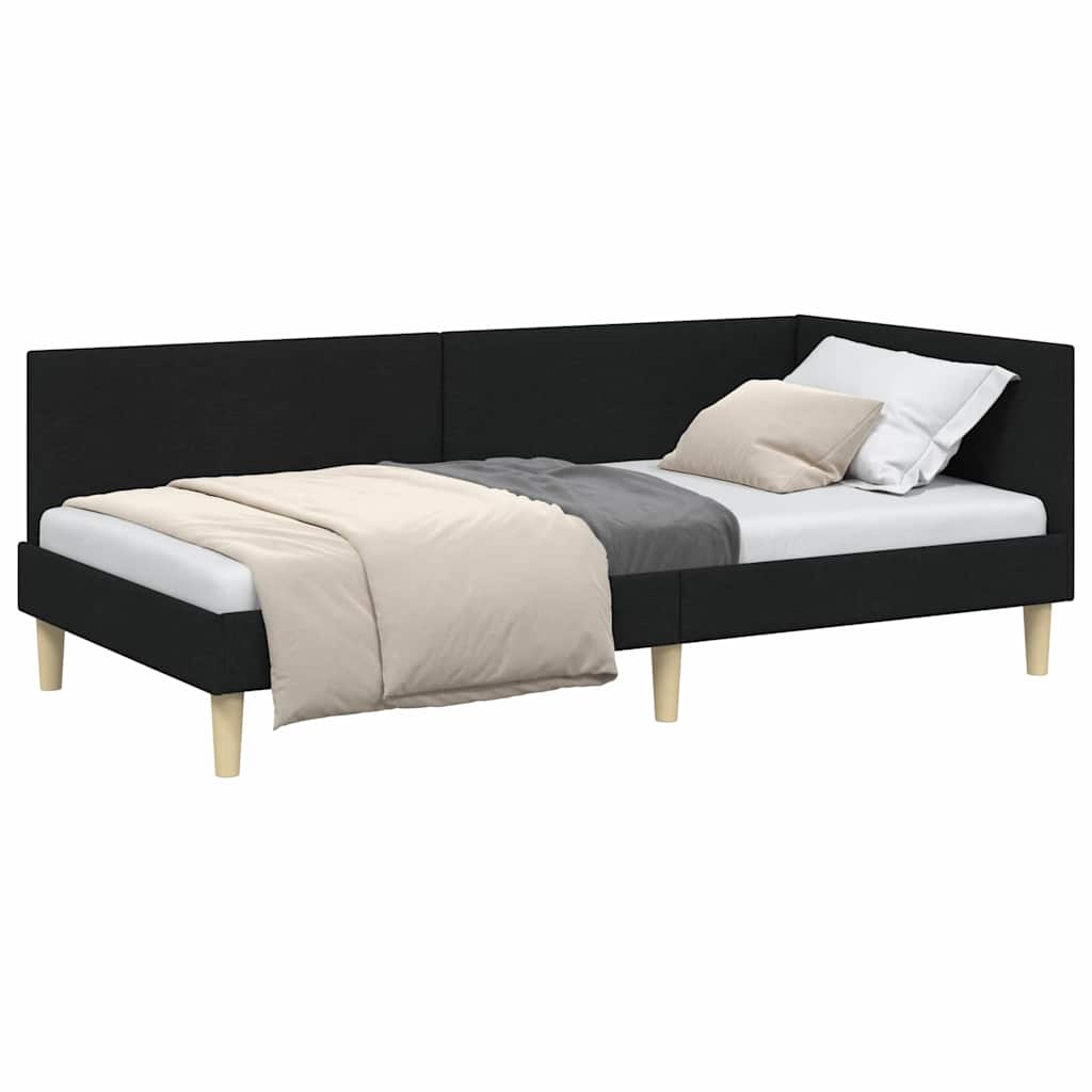 vidaXL Cadru de pat colțar cu headboard Negru 80 cm x 200 cm Catifea