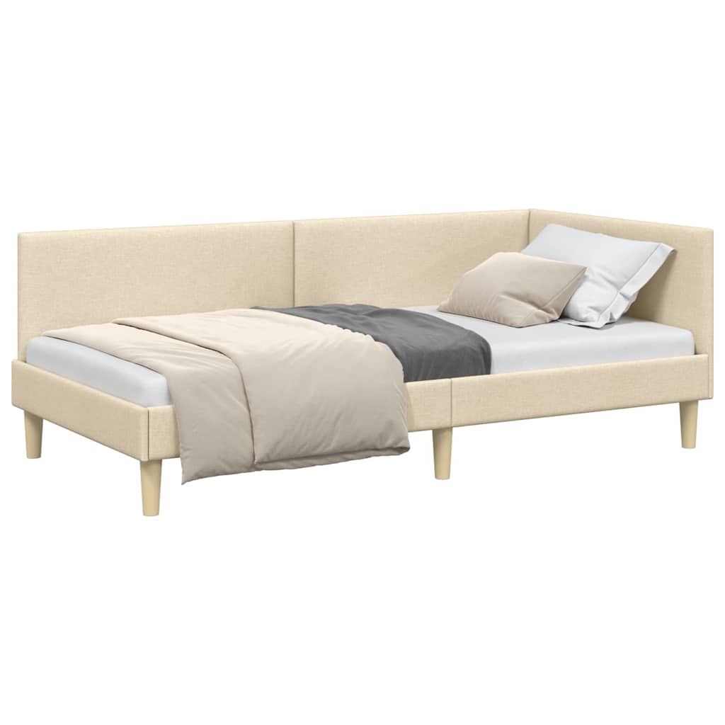 vidaXL Cadru de pat colțar cu headboard Crem 80 cm x 200 cm Catifea